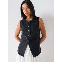 Free People Aimee Denim Vest Top - Black