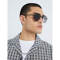 River Island Core Metal Aviator Sunglasses - Black