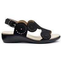 Hotter Diana Wide Fit Wedge Sandal - Black