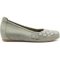 Hotter Swan Suede Wedge Shoe - Green