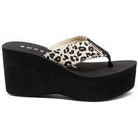 Rocket Dog Crush Leon Leopard Print Wedge Sandal - Beige