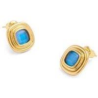 Katie Loxton Sofia Azure Button Waterproof Gold Stud Earrings