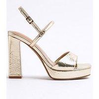 River Island Sling Back Platform Sandals - Gold