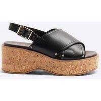 River Island Cross Strap Sling Back Wedges - Black