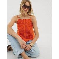River Island Broderie Top - Orange
