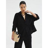 River Island Crinkle Pocket Shirt - Black