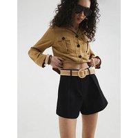 River Island Structured Raffia Shorts - Black
