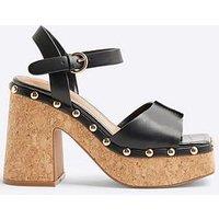 River Island Cork Platform Sandal - Black