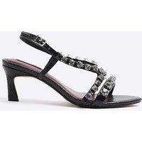 River Island Gem Stone Heeled Sandals - Black
