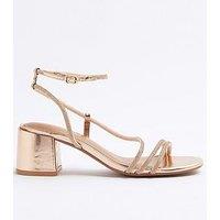 River Island Strappy Block Heel Sandals - Rose Gold