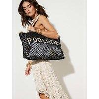 River Island Crochet Beach Bag - Black