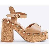 River Island Cork Platform Sandal - Brown