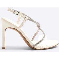 River Island Diamante Twist Heel Sandals - White
