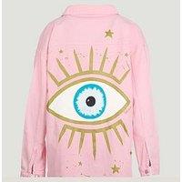 Sorena Distressed Eye Denim Jacket - Pink
