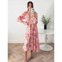 Style Cheat Birdie Long Sleeve Midi Dress - Pink