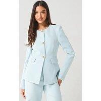 Style Cheat Tailored Round Neck Blazer - Blue