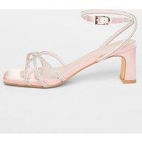 Quiz Pale Pink Diamante Strappy Heeled Sandals