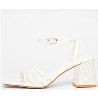 Quiz White Bridal Block Heel Sandals