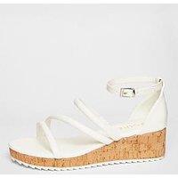 Quiz White Strappy Low Wedges