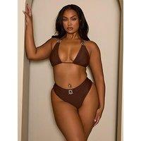 Moda Minx Curve Amore Triangle Bikini Top In Coffee - Brown
