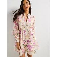 V By Very Floral Belted Mini Dress - Print