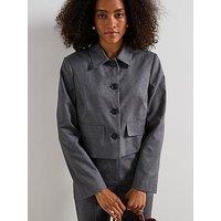 V By Very Collar Neck Cropped Jacket - Grey