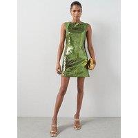 The Very Collection Sequin Flower Mini Shift Dress - Green