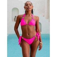 Moda Minx Amour Tie Side Full Bum Bikini Bottom - Hot Pink