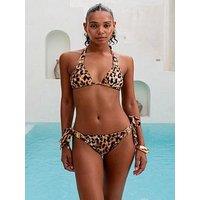 Moda Minx Amour Triangle Bikini Top - Leopard (With Gold Crystal) - Multi