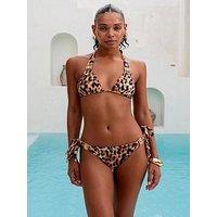 Moda Minx Amour Tie Side Full Bum Bikini Bottom - Leopard (With Gold Crystal)