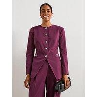 V By Very Collarless Cinched Blazer - Purple