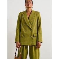 V By Very Structured Double Breast Blazer - Green