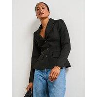 V By Very Textured Single Breasted Blazer - Black