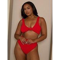 Moda Minx Curve Scrunch Knot Bikini Top In - Red