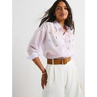 V By Very Flower Embellished Longline Shirt - Purple