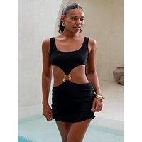 Moda Minx Iregular Hoop Cut Out Dress In - Black