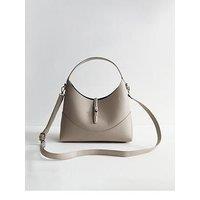 New Look Faux Leather Pouch Shoulder Bag - Light Grey