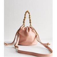 New Look Chain Trim Faux Leather Mini Crossbody Bag - Pink
