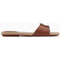 Armani Exchange Logo Flat Sandals - Brown