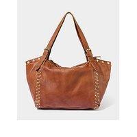 Joe Browns Soho Washed Leather Studded Bag - Tan