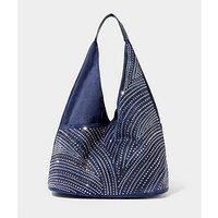 Joe Browns Sparkle Studded Boho Shoulder Bag - Navy
