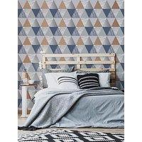 Fresco Harlequin - Blue / Rose Gold Wallpaper
