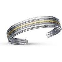 The Love Collection Sterling Silver & Gold Plated Statement Cuff Bangle