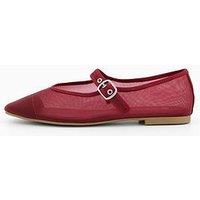 V By Very Mary Jane Mesh Ballet Pumps - Burgundy