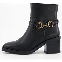 V By Very Wide Fit Buckle Block Heel Ankle Boot - Black