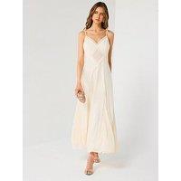 Forever New Floria Criss Cross Godet Midi Dress - Cream