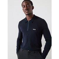 Boss Mens Golf Regular Fit Momentum Lite Long Sleeve Polo - Dark Blue