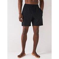 Emporio Armani Bodywear Terry Tonal Printed Bermuda Shorts - Black