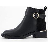 V By Very Buckle Strap Flat Ankle Boot - Black
