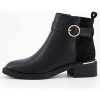 V By Very Wide Fit Buckle Strap Flat Ankle Boot - Black